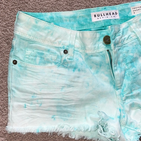 PacSun Bullhead 7” Low Rise Frayed Shorts Tie Dye Mint | Size 5 | - Picture 8 of 14